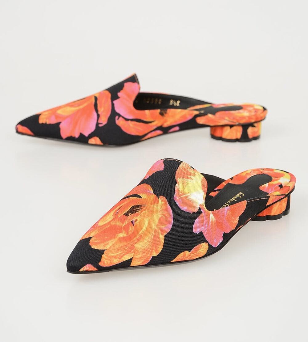 NIB Salvatore Ferragamo ‘Maida’ Floral Satin Pointed Flower Heel Mules Size 6